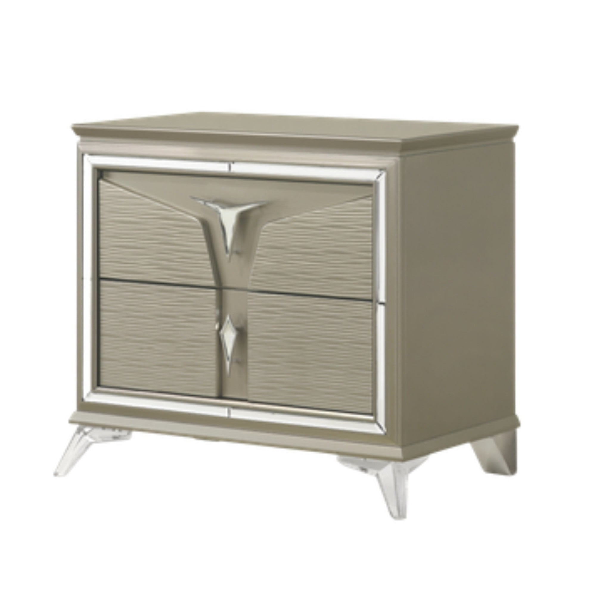 Torona – Glamorous champagne faux leather king bedroom set