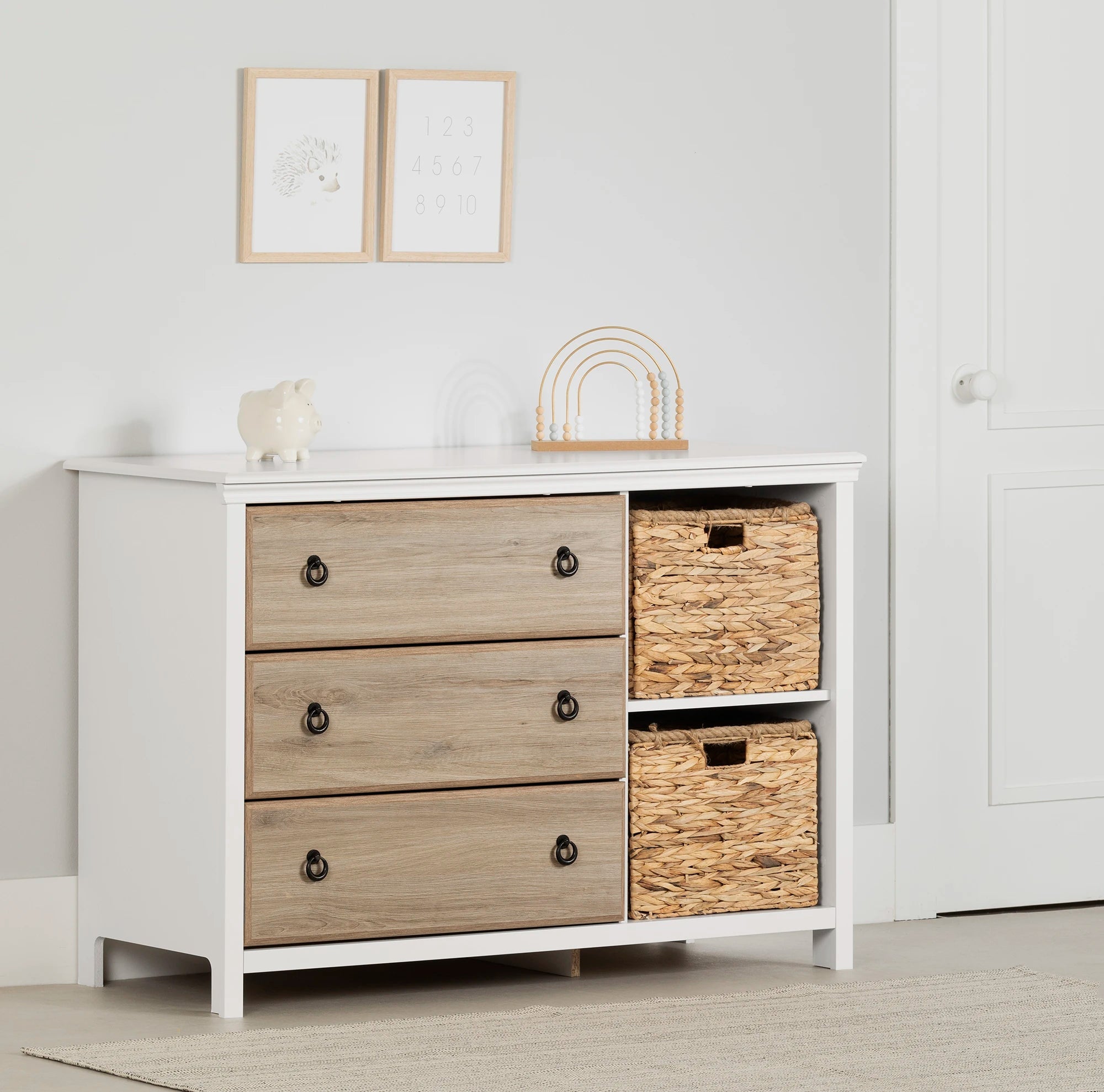 3-Drawer Dresser with Baskets - Cotton Candy
