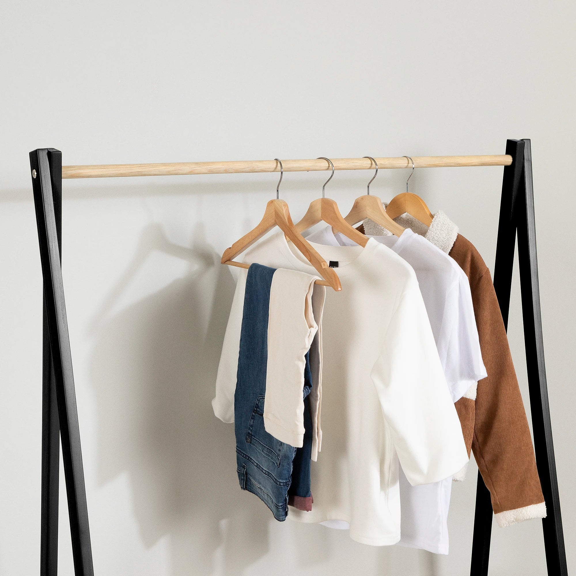 Wooden Clothes Rack with Storage Shelves for Kids - Sweedi