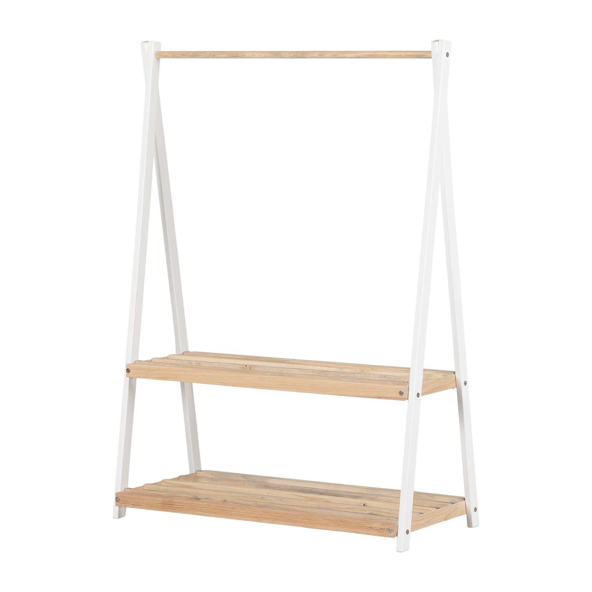 Wooden Clothes Rack with Storage Shelves for Kids - Sweedi