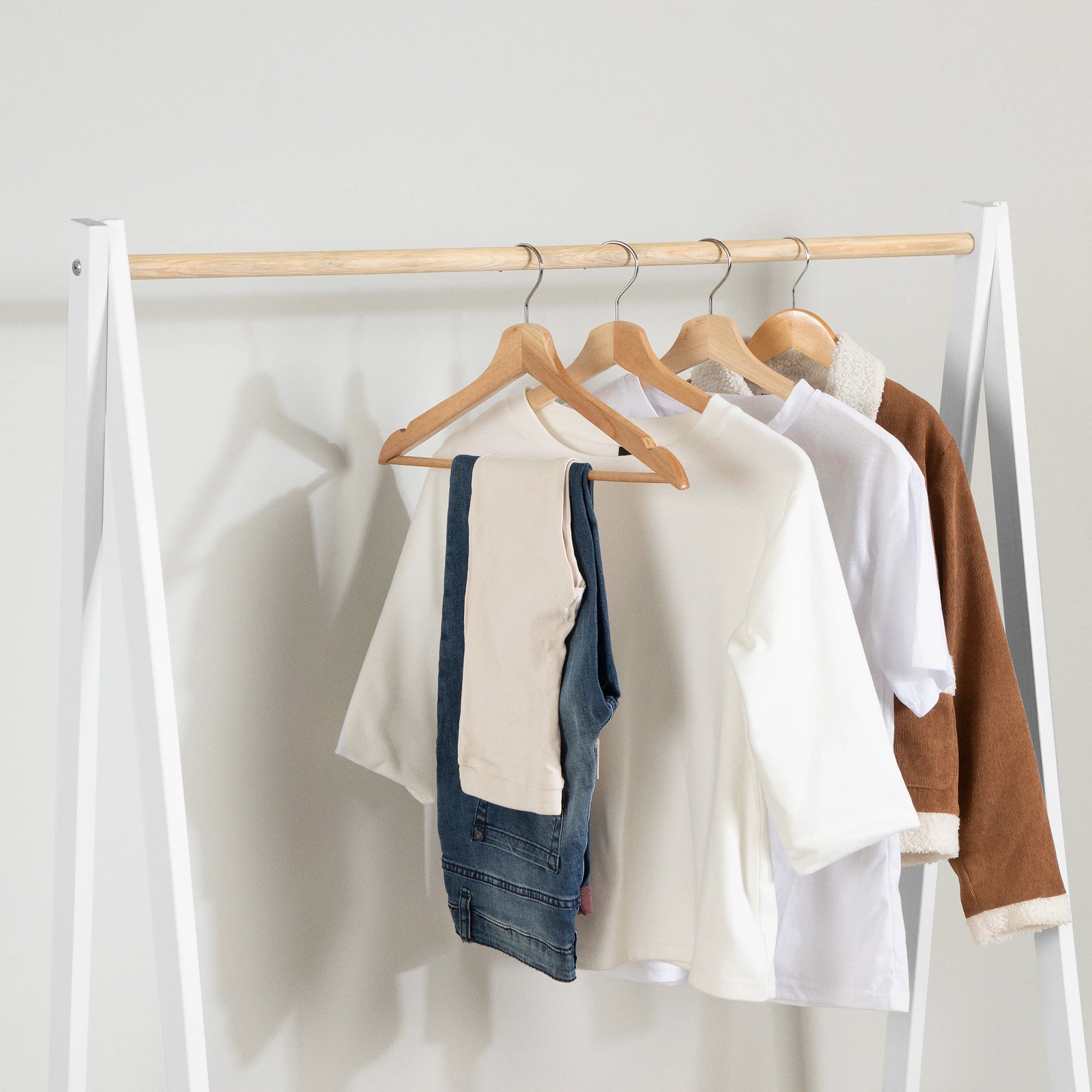 Wooden Clothes Rack with Storage Shelves for Kids - Sweedi