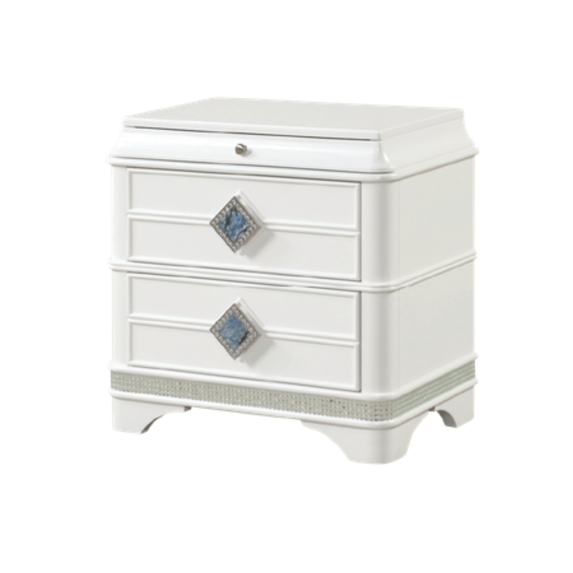 Zafira – Glamorous White Lacquer Wood King Bedroom Set