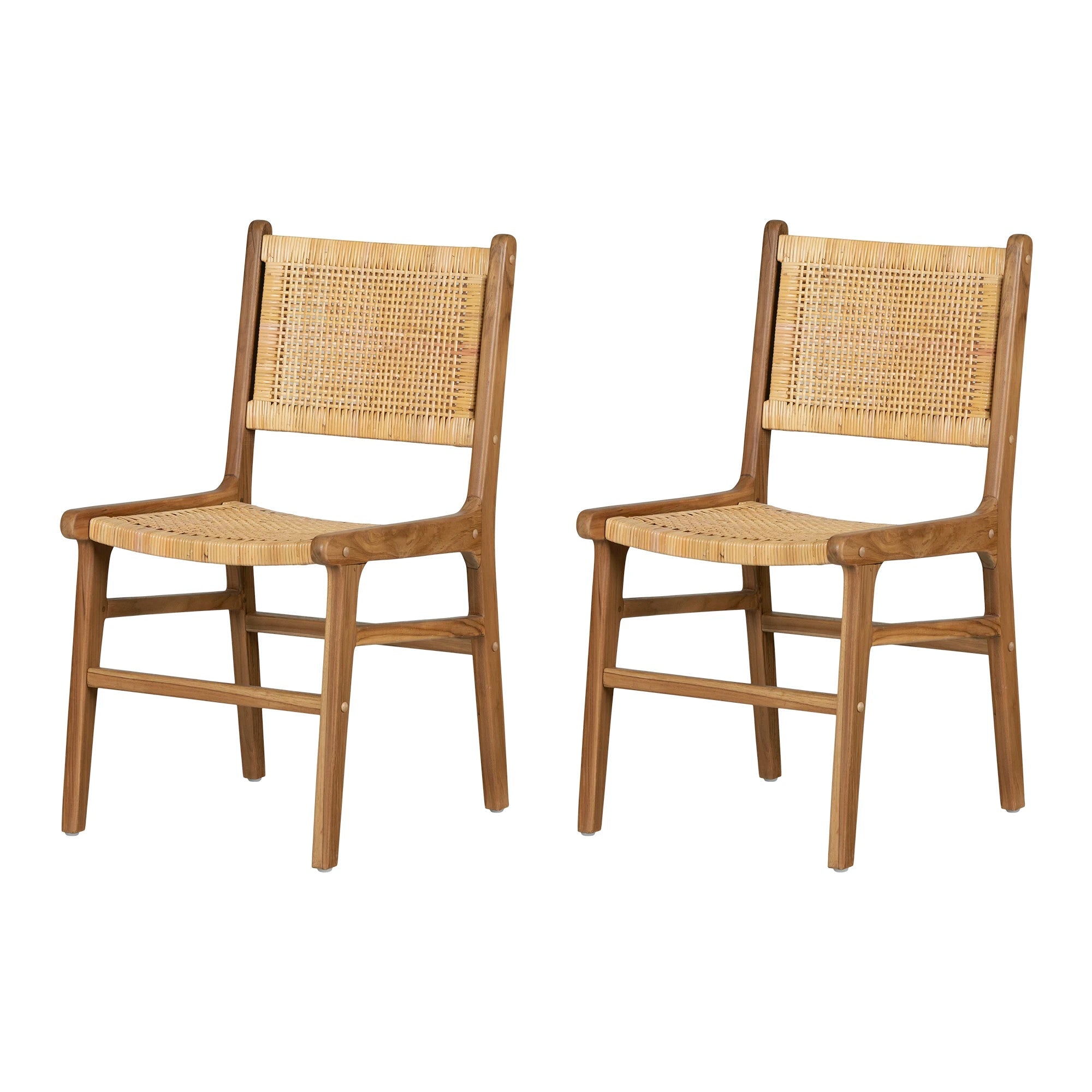 Rattan and Teak Dining Chair, Set of 2 - Agave