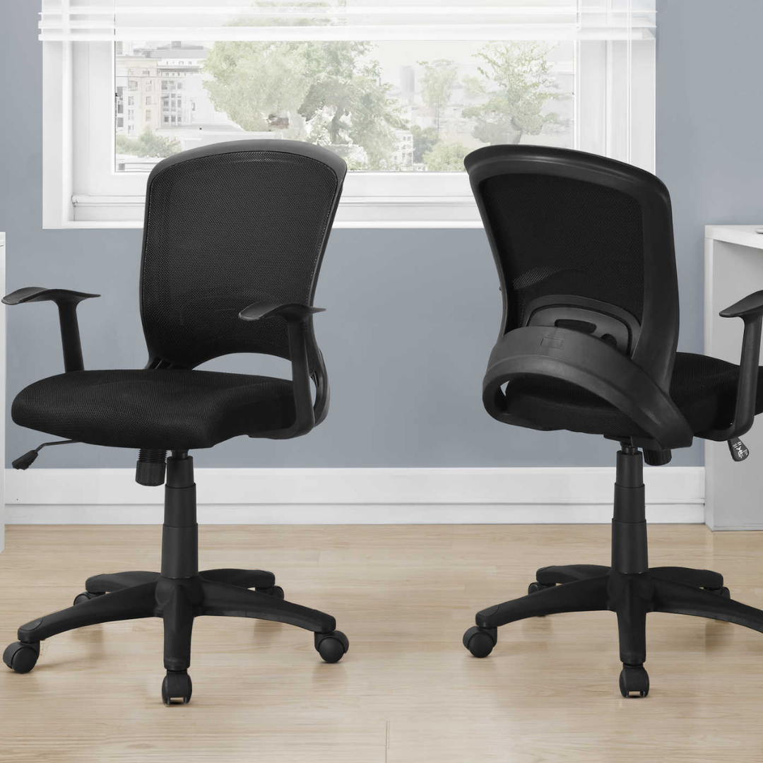Chaise de bureau ergonomique Ergocurve mi-dos en mailles noire pour petit coin-bureau