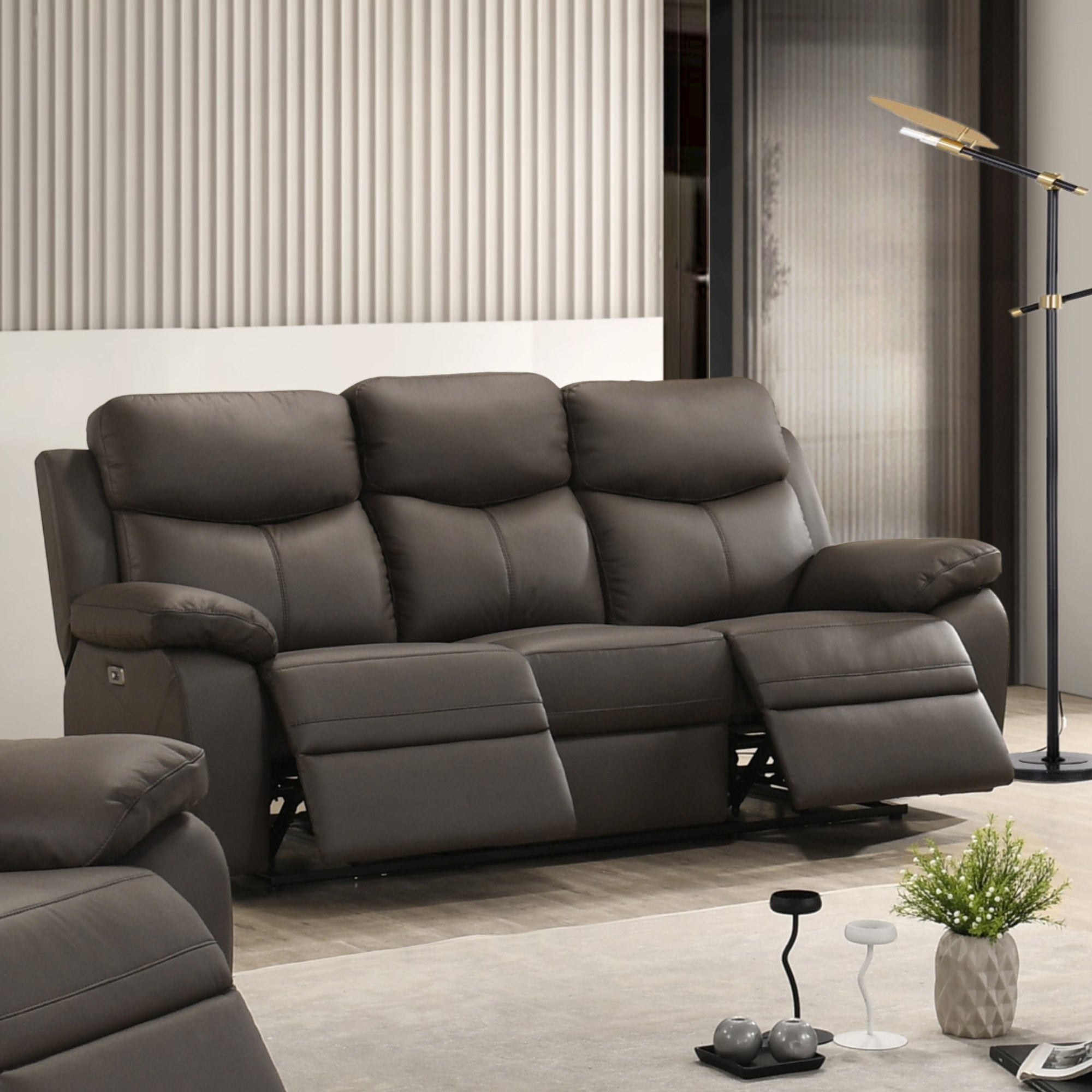 Boraro sofa inclinable brun chocolat 3 places - 1