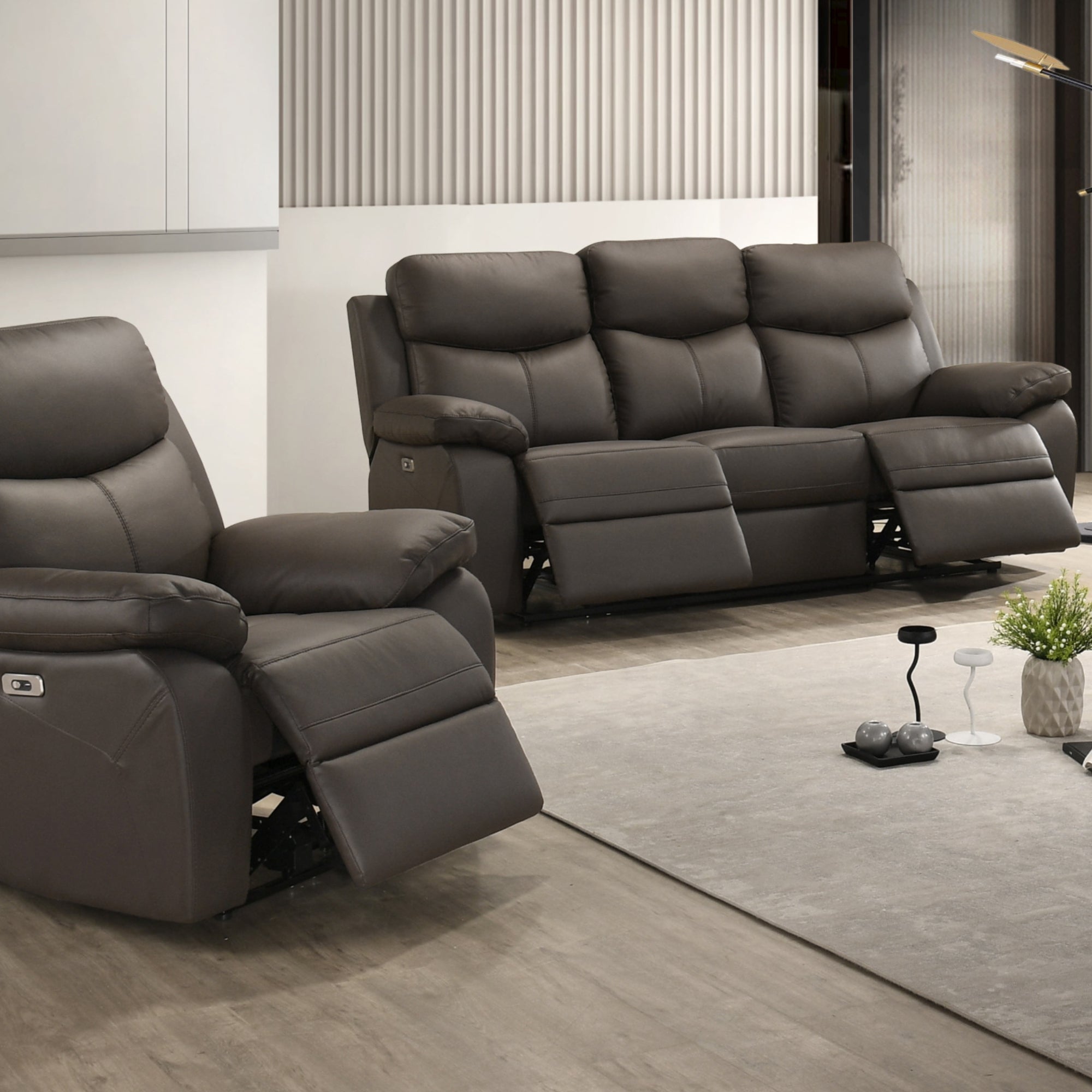 Boraro sofa inclinable brun chocolat 3 places - 4