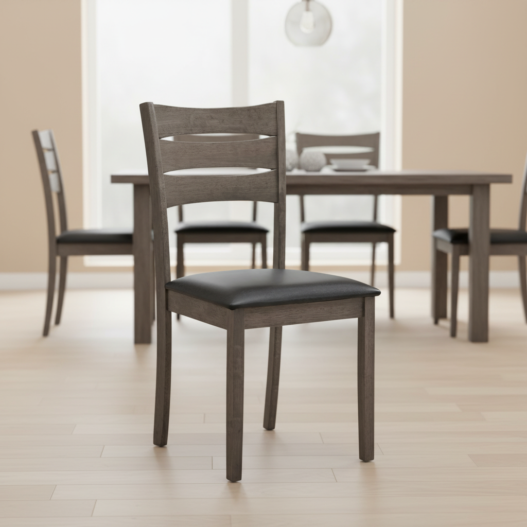 Cervino – Set of 2 antique grey wooden dining chairs