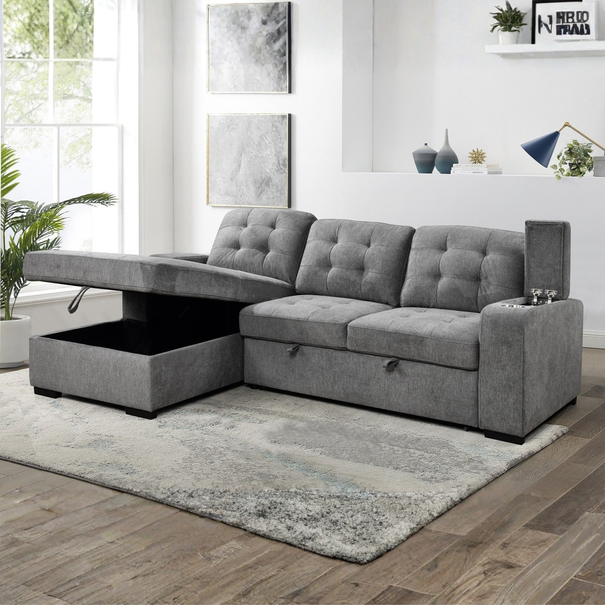 Stovena sectionnel sofa-lit gris - 2