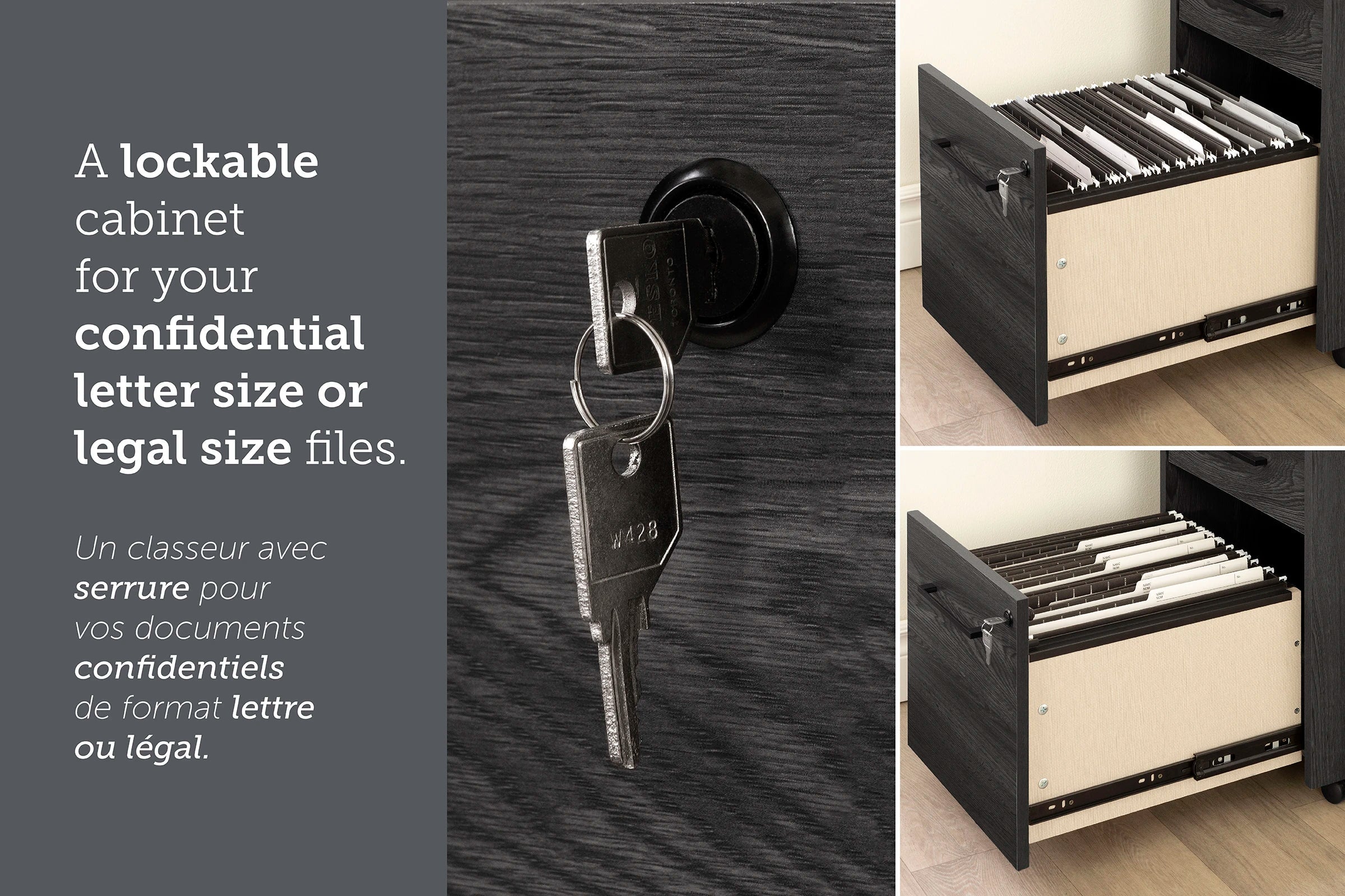 2-Drawer Mobile File Cabinet With Lock - Kozack