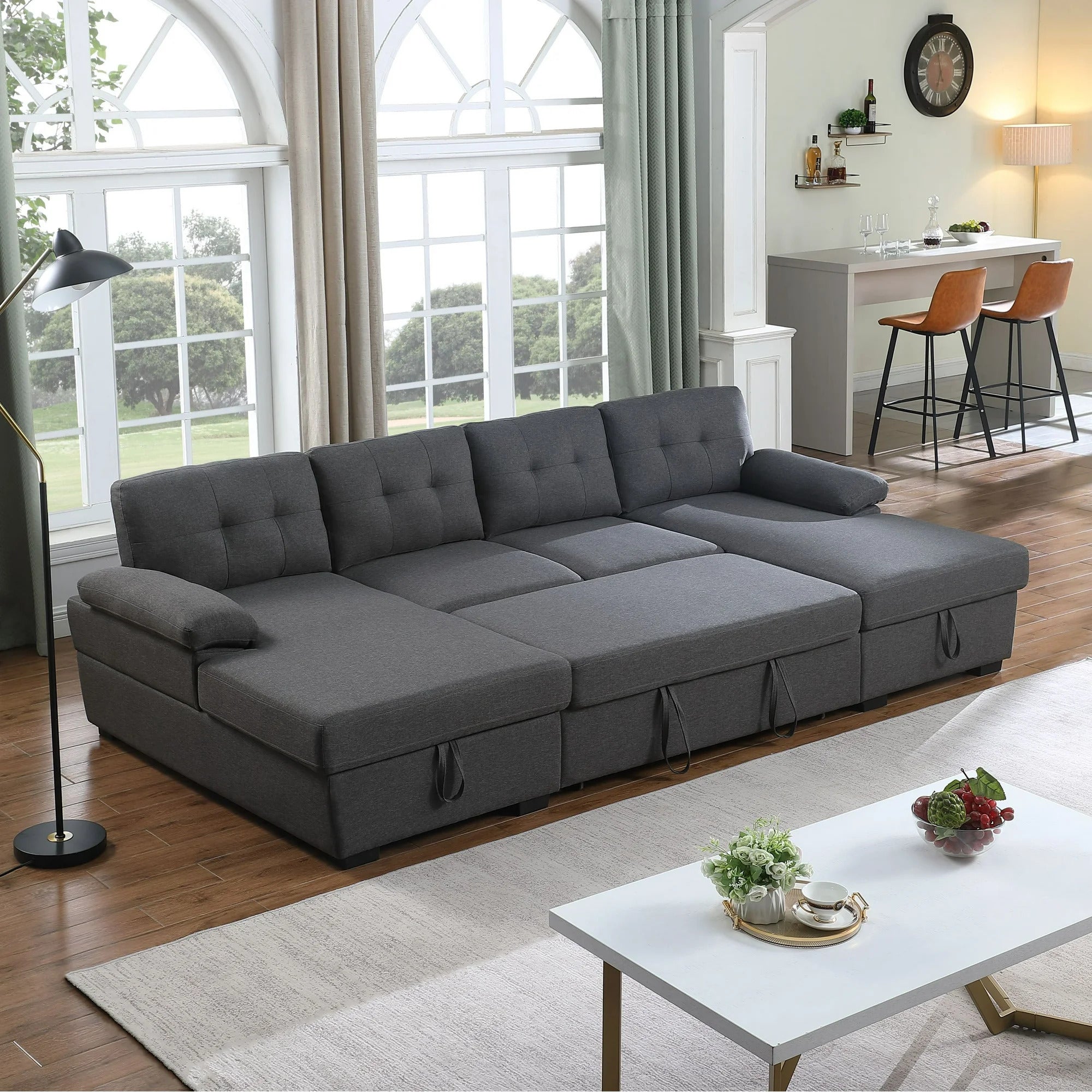 Kyle U-Shaped Sofa - Grey Fabric