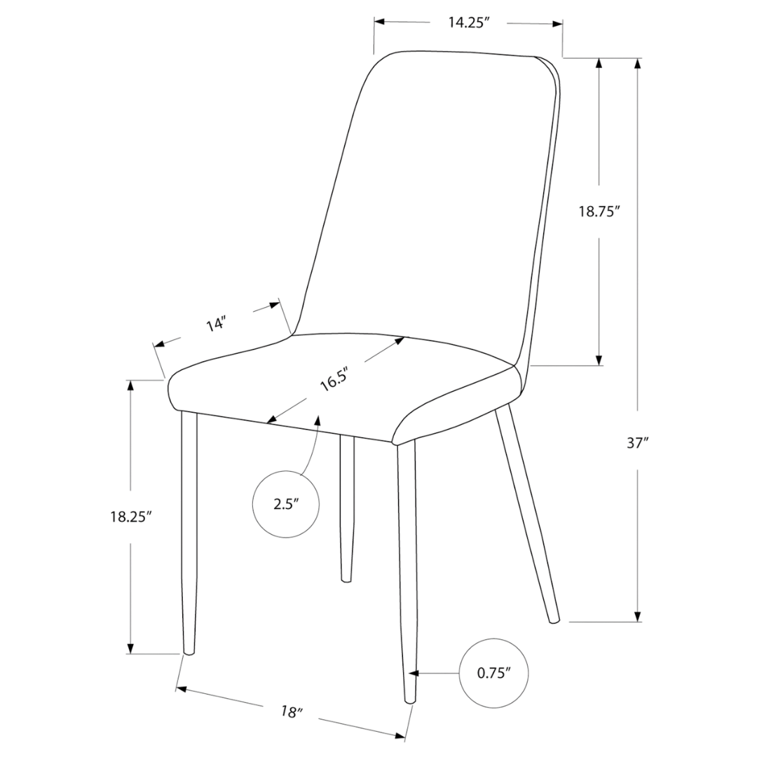 Aeria – Lot de 2 – Chaises de salle à manger aspect cuir – Gris / Chrome