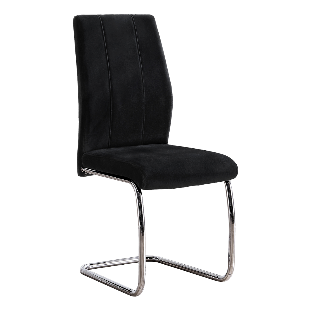 Cantelia – Set of 2 – Cantilever Velvet Dining Chair – Black / Chrome