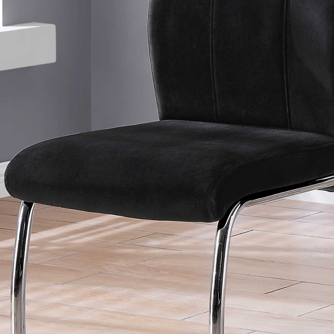 Cantelia – Set of 2 – Cantilever Velvet Dining Chair – Black / Chrome