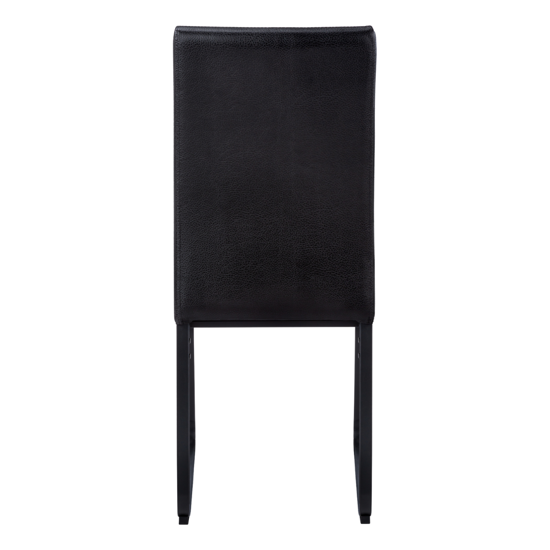 Slidora – Set of 2 – Leather-Look Sled Dining Chair – Black / Black Base