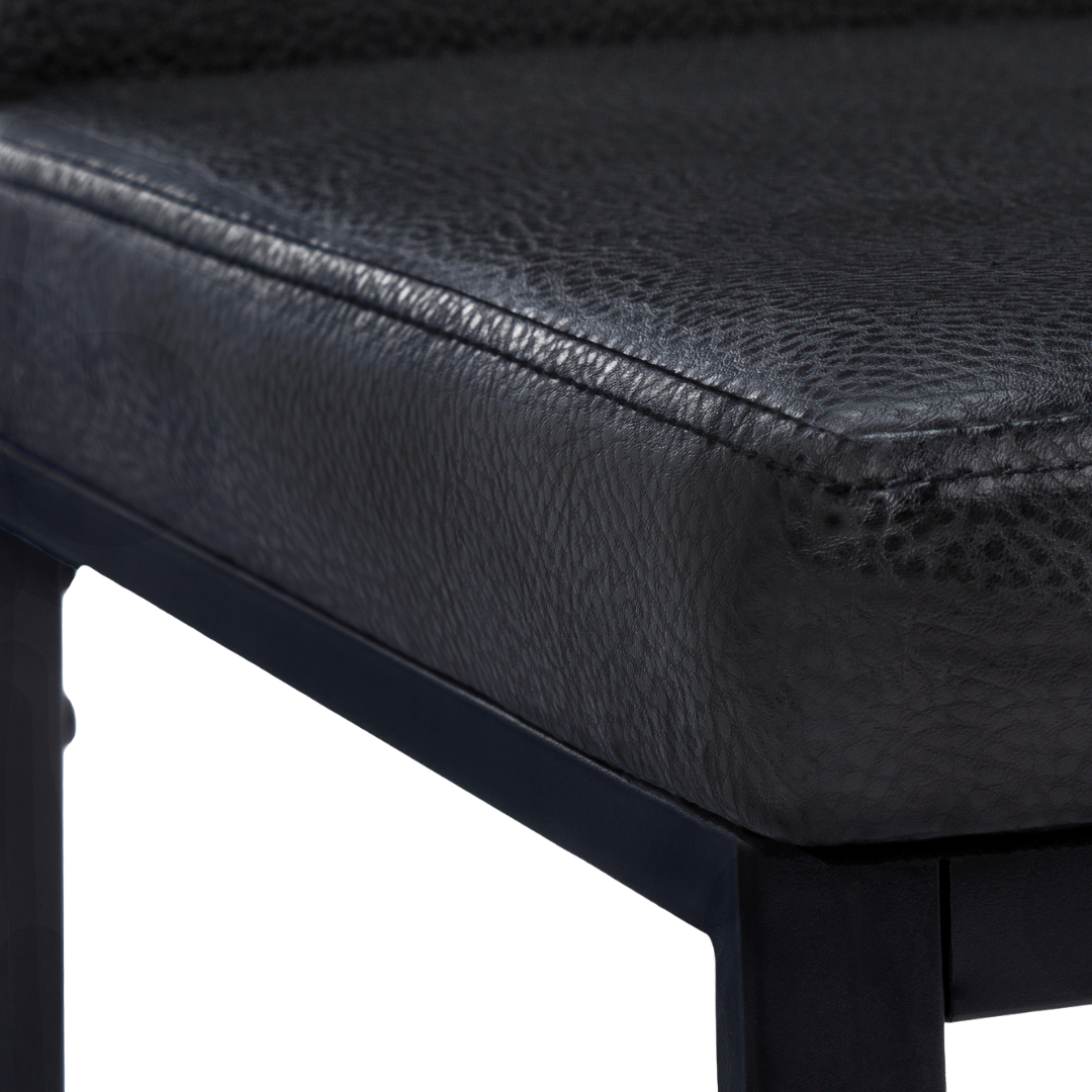 Slidora – Set of 2 – Leather-Look Sled Dining Chair – Black / Black Base