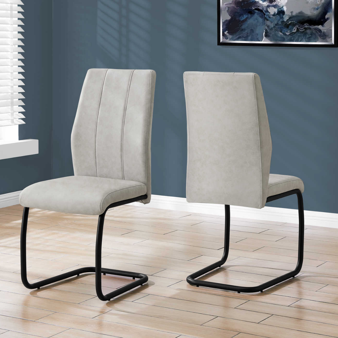 Cantelia – Lot de 2 – Chaises de salle à manger cantilever en tissu – Piètement gris/noir
