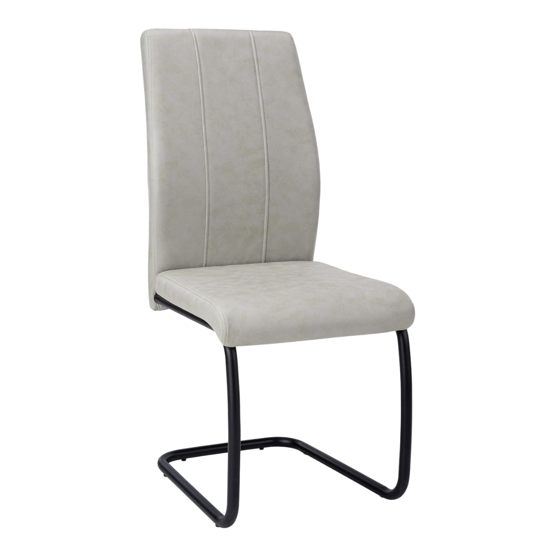 Cantelia – Set of 2 – Cantilever Fabric Dining Chair – Grey / Black Base