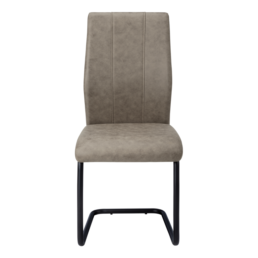 Cantelia – Set of 2 – Cantilever Fabric Dining Chair – Taupe / Black Base