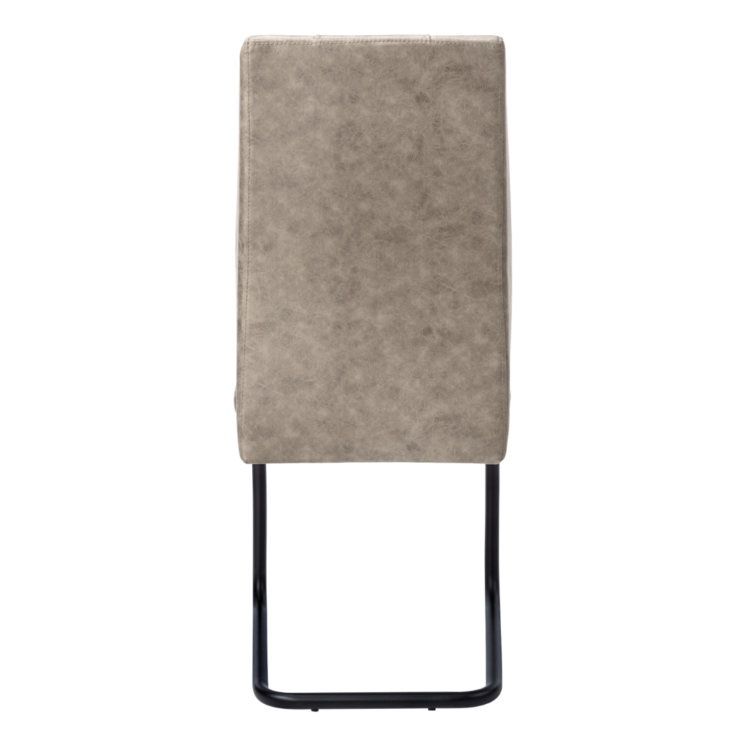 Cantelia – Set of 2 – Cantilever Fabric Dining Chair – Taupe / Black Base