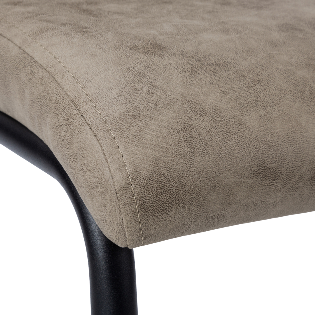 Cantelia – Set of 2 – Cantilever Fabric Dining Chair – Taupe / Black Base