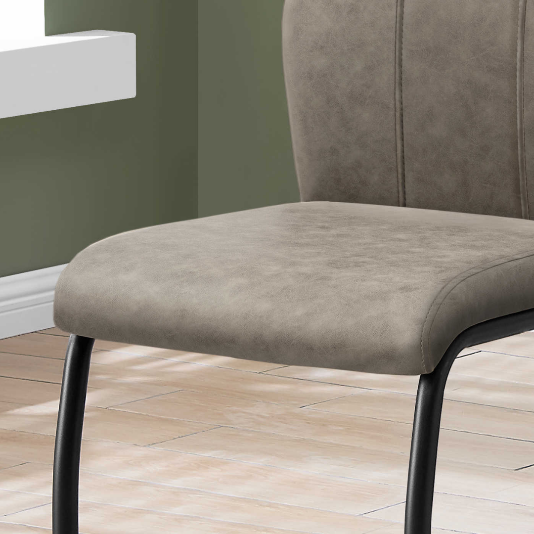 Cantelia – Set of 2 – Cantilever Fabric Dining Chair – Taupe / Black Base