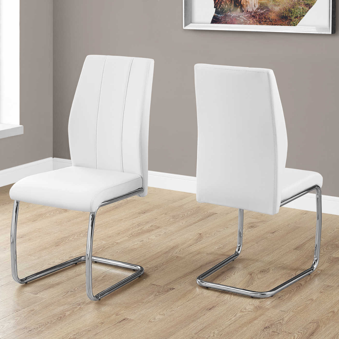 Homia – Dining Set – Grey Wood Look / White Leather Look