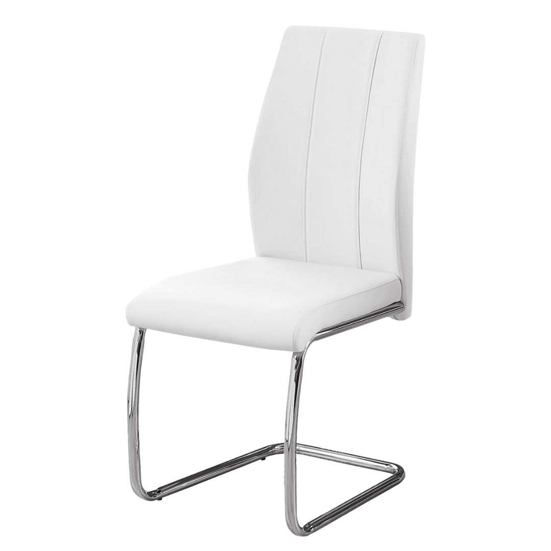 Homia – Dining Set – Grey Wood Look / White Leather Look