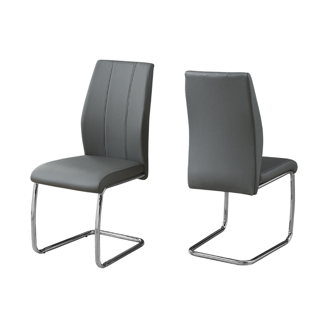 Homia – Dining Set – Grey Wood Look / Grey Leather Look