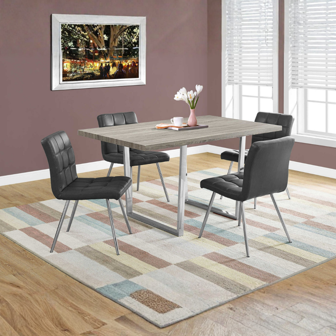 Cubik – Dining Set – Dark Taupe / Grey Leather Look