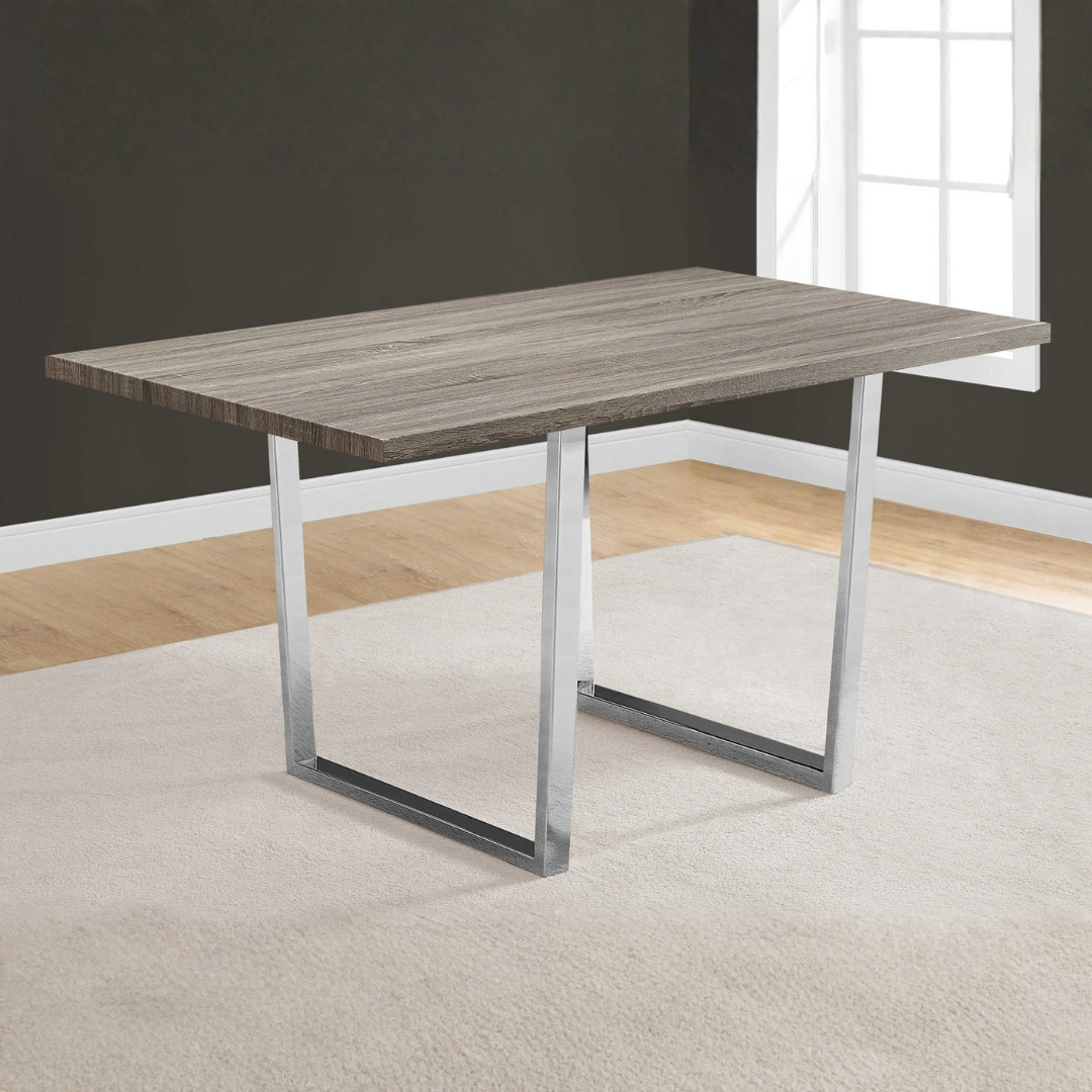 Cubik – Dining Set – Dark Taupe / Grey Leather Look