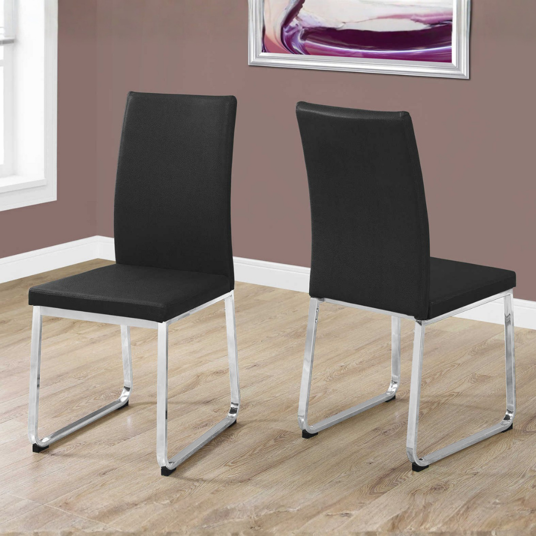 Cubik – Dining Set – Espresso / Black Leather Look