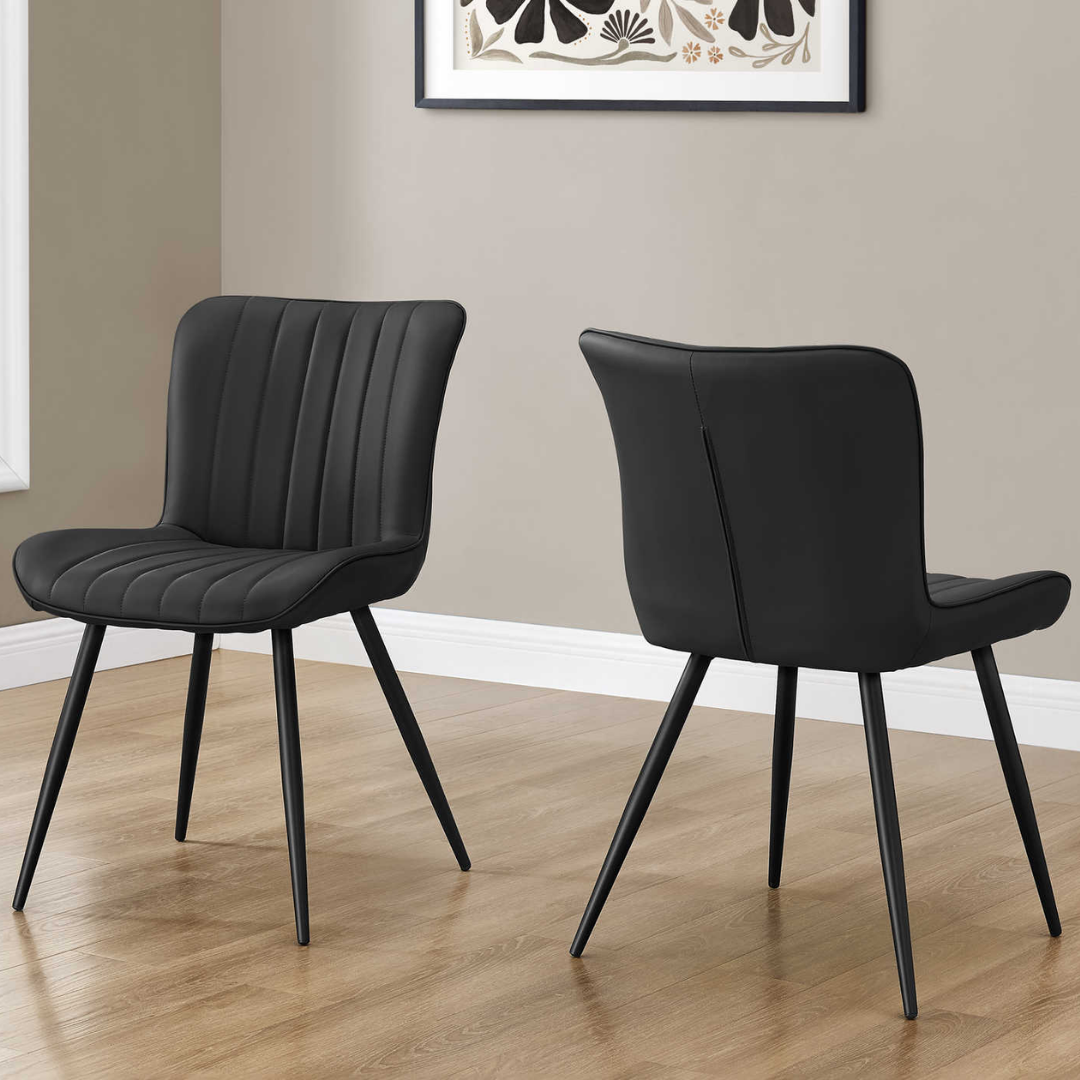 Vela – Ensemble de salle à manger – Taupe foncé / Aspect cuir noir