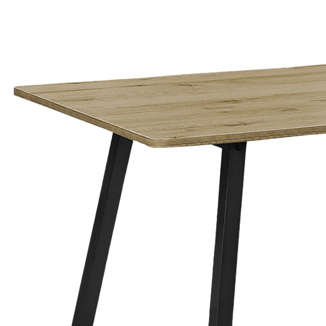 Table de salle à manger Tauvian – Stratifié taupe foncé / Métal noir