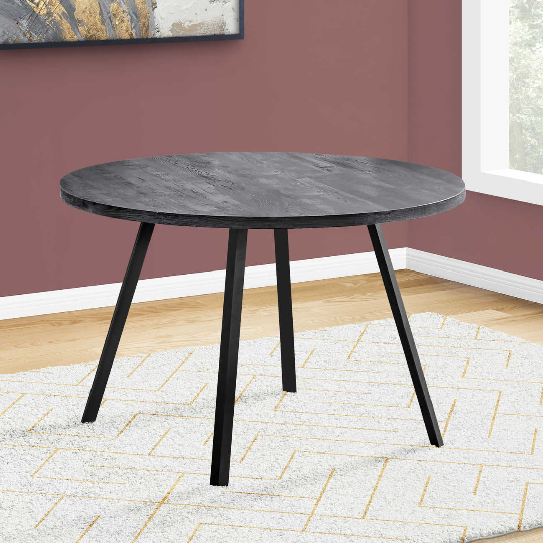 Rovik – Round Dining Table – Black Reclaimed Wood Look