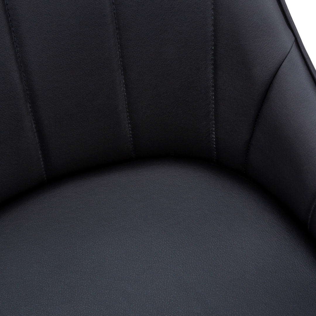 Veloria – Lot de 2 – Chaises de salle à manger aspect cuir avec accoudoirs – Noir / Métal noir