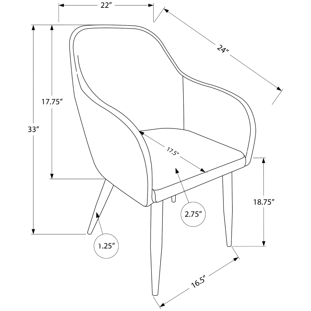 Lunara – Lot de 2 – Chaises de salle à manger aspect cuir avec accoudoirs – Noir / Métal noir