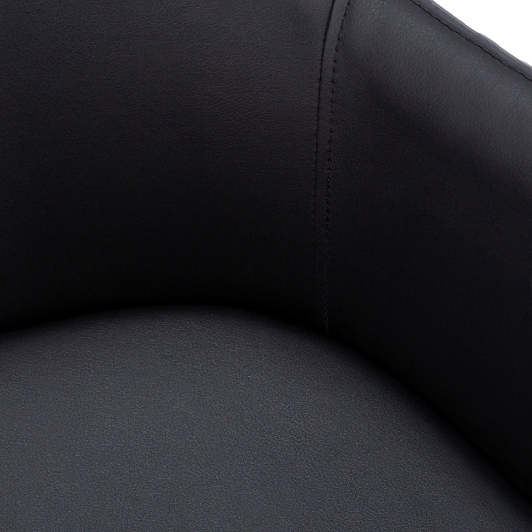 Lunara – Lot de 2 – Chaises de salle à manger aspect cuir avec accoudoirs – Noir / Métal noir