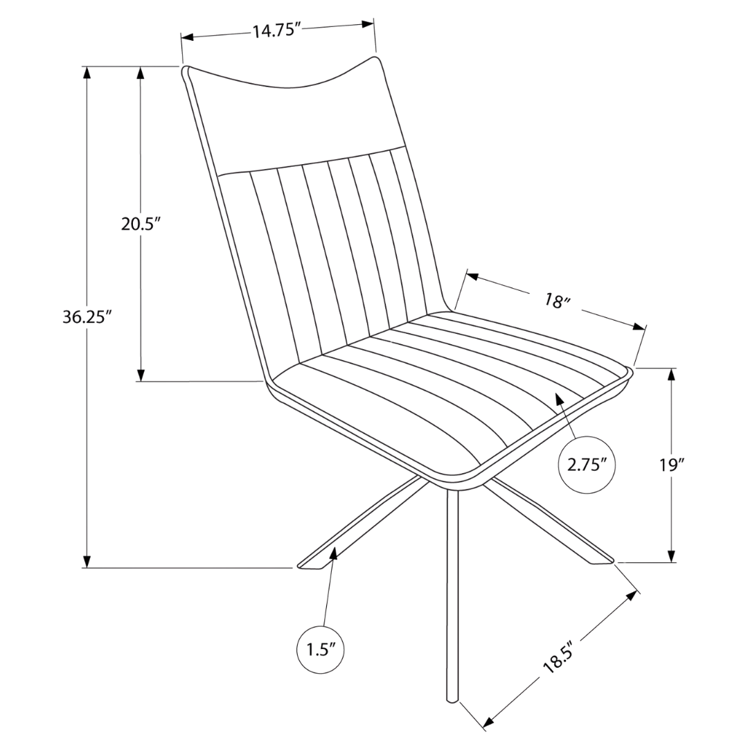 Astrae – Lot de 2 – Chaises de salle à manger aspect cuir Starburst – Noir / Métal noir