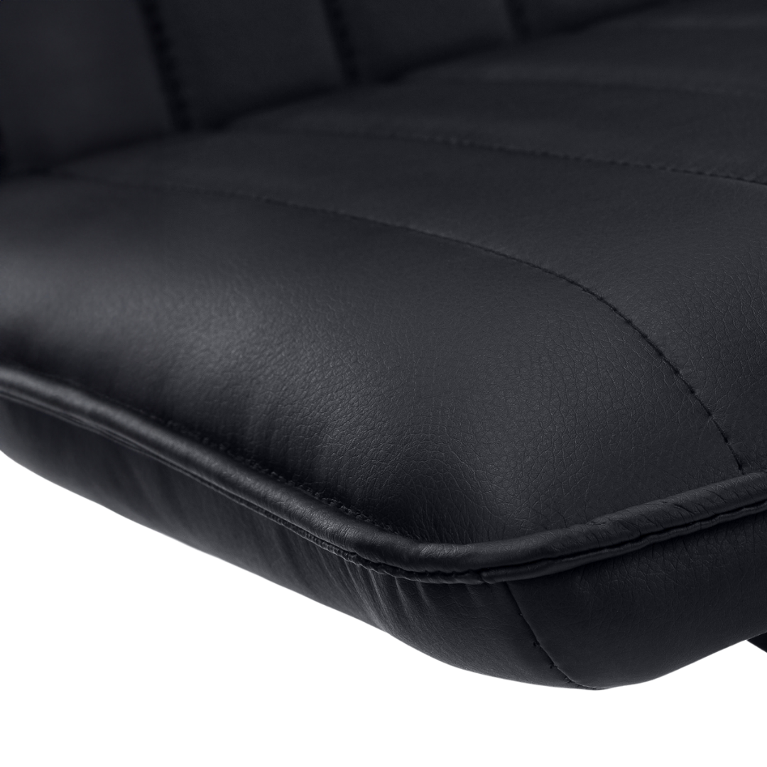 Astrae – Lot de 2 – Chaises de salle à manger aspect cuir Starburst – Noir / Métal noir