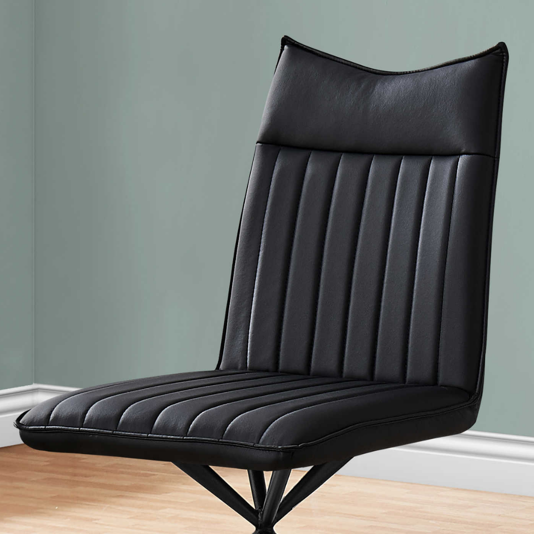 Astrae – Lot de 2 – Chaises de salle à manger aspect cuir Starburst – Noir / Métal noir