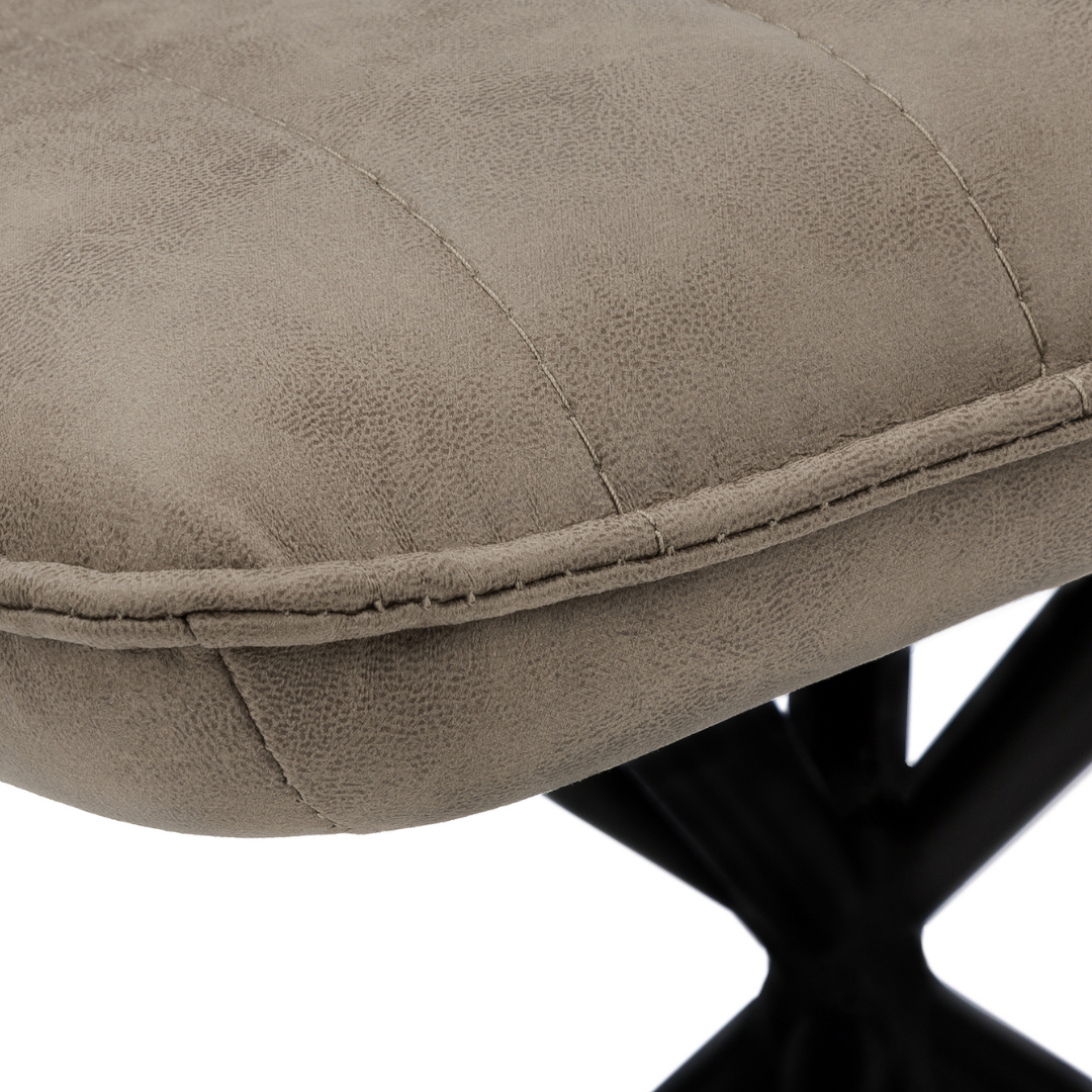 Astrae – Lot de 2 – Chaises de salle à manger en tissu Starburst – Taupe / Piètement noir