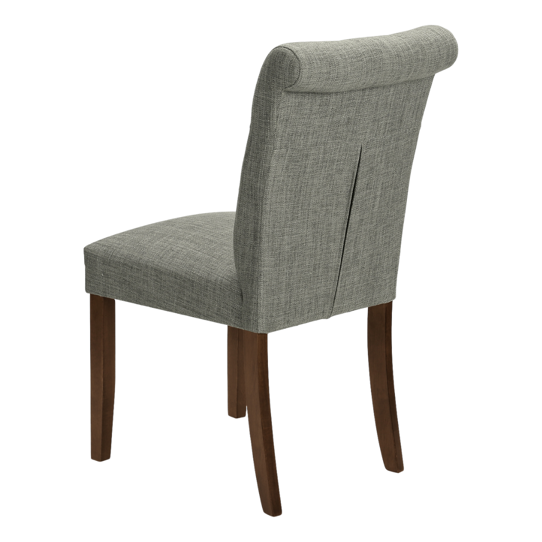 Linara – Lot de 2 – Chaise de salle à manger capitonnée aspect lin – Gris