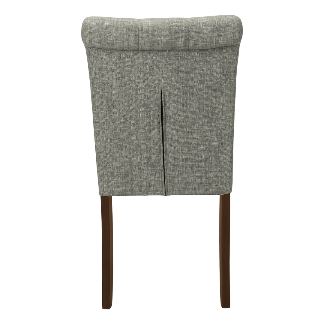 Linara – Lot de 2 – Chaise de salle à manger capitonnée aspect lin – Gris