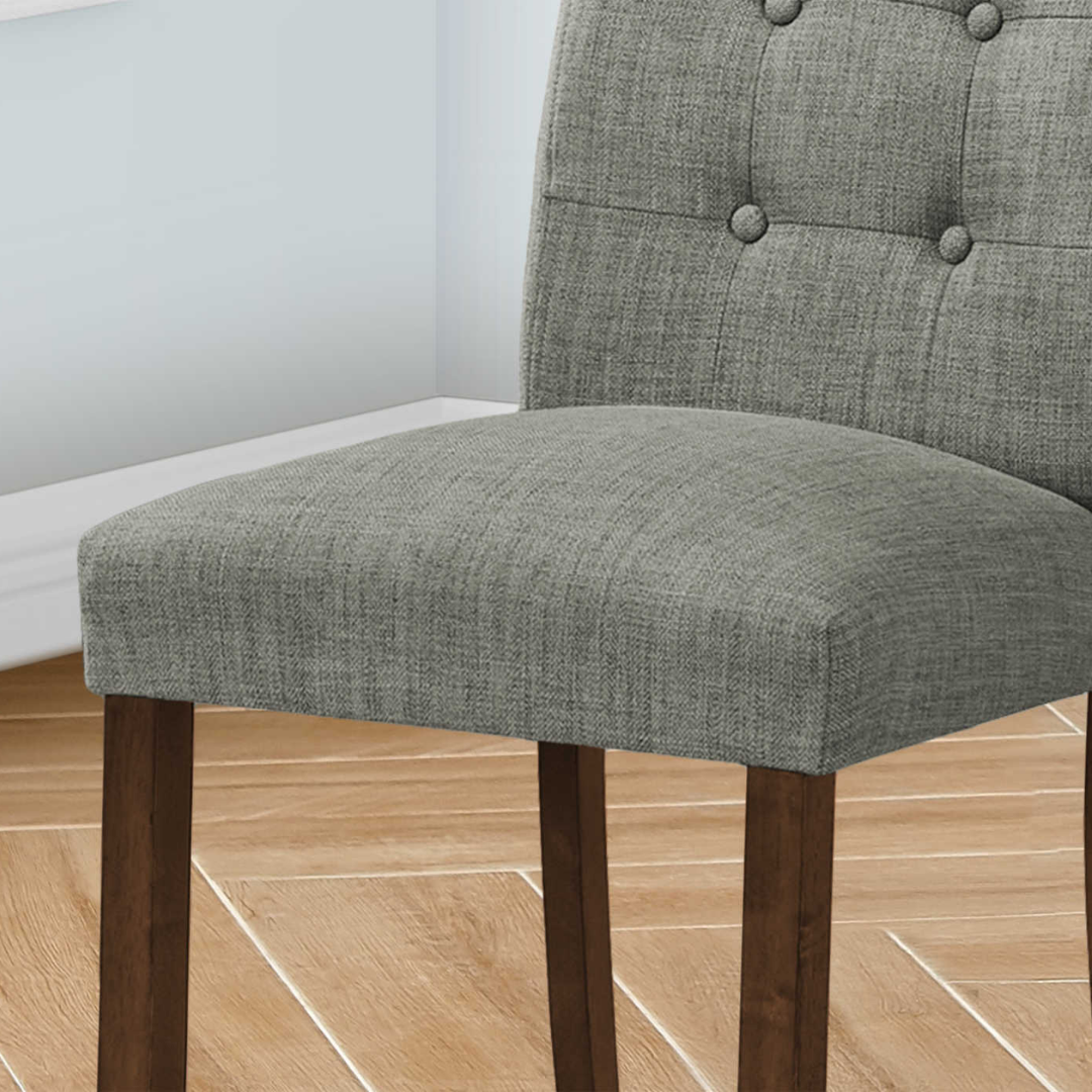 Linara – Lot de 2 – Chaise de salle à manger capitonnée aspect lin – Gris