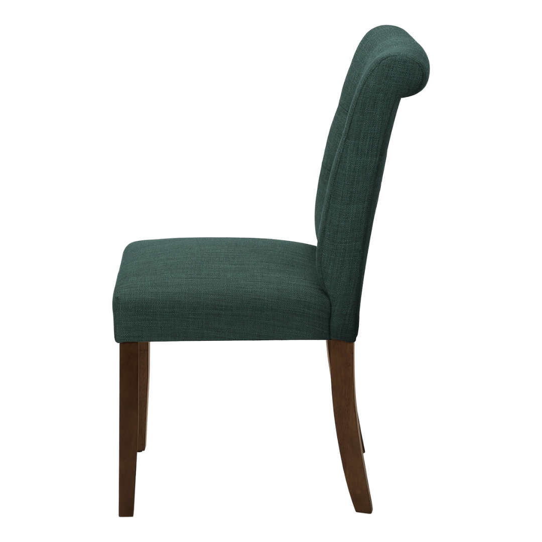 Linara – Lot de 2 – Chaise de salle à manger capitonnée aspect lin – Bleu