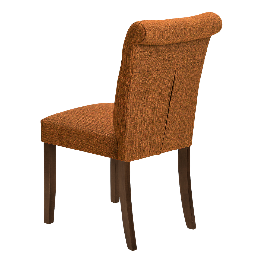 Linara – Set of 2 – Tufted Linen-Look Dining Chair – Orange