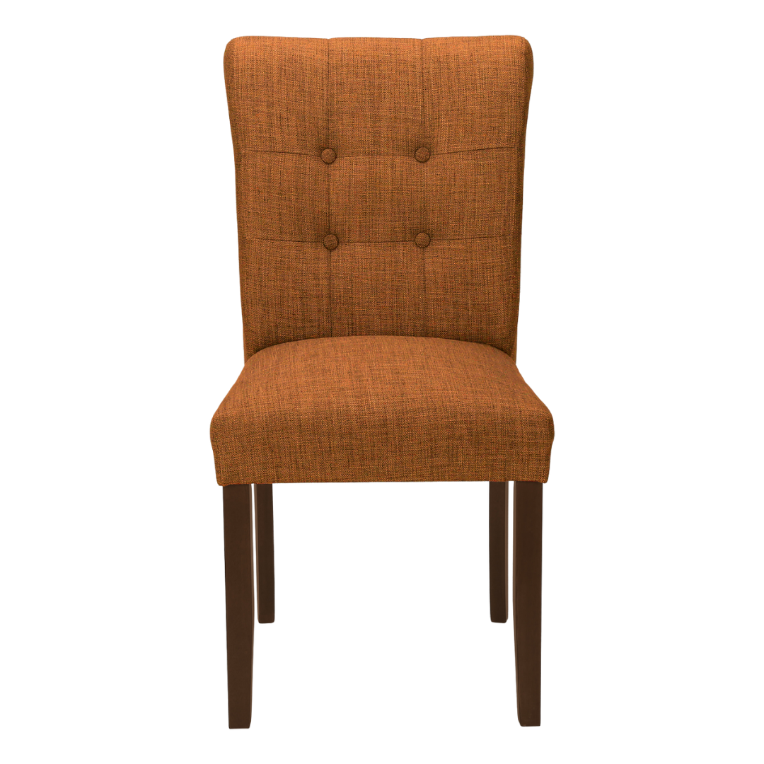 Linara – Set of 2 – Tufted Linen-Look Dining Chair – Orange