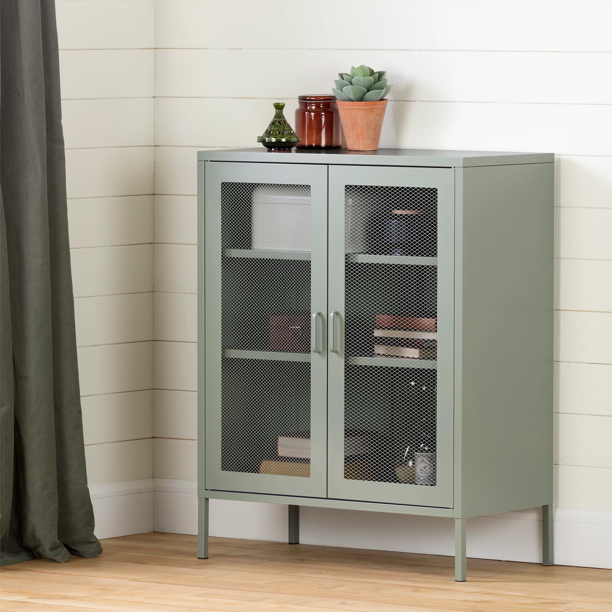 Metal Mesh 2-Door Accent Cabinet - Crea