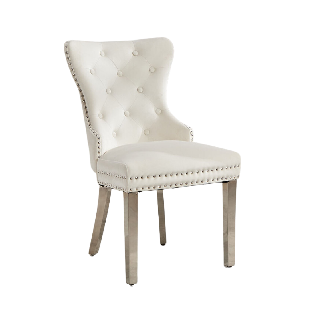 Luxoria – Set of 2 – Velvet Tufted Dining Chair – Cream