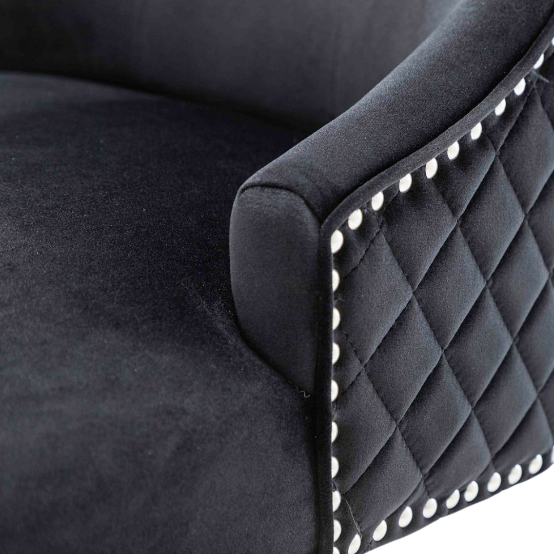 Majestria – Set of 2 – Velvet Tufted Dining Chair – Black